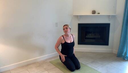 Stepson helps stepmom with yoga and stretches her pussy