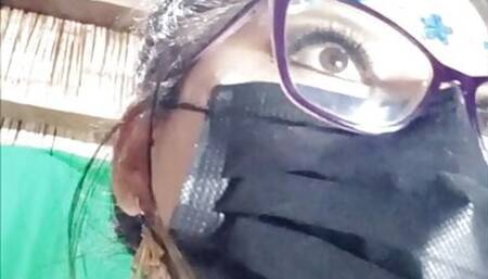 busty responds to her friends broadcasting live, while she gets dressed to go to class