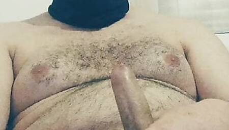 George the teddy bear is very horny and can't keep his cock from cumming