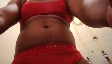 Shemale jerking his cock in red bikini Lingraaj