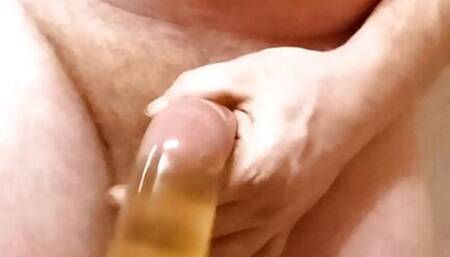Piss and cum in a used condum