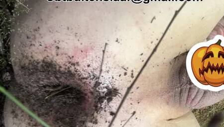 stuffing anus with mud