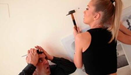 Playful slender MILF Sicilia gently fucked in her little hole