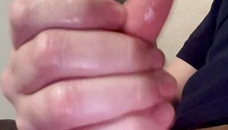 Sloppy wet lubed up jerking off