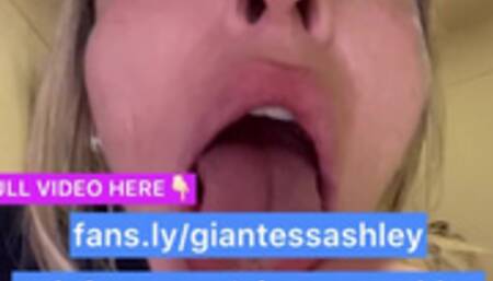 Your giantess Ashley talks to you about how she wants to crush and eat you (mouth fetish)