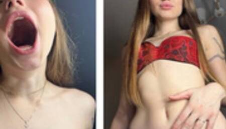 Giantess talk to tiny man before eating