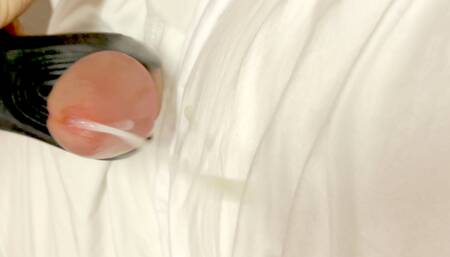 Dripping precum without touching the head + cumshot with Funfactory Manta