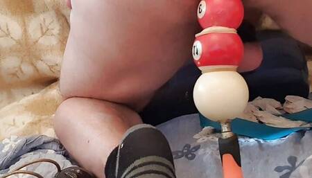 Rippled dildo in ass