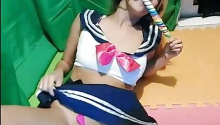 2022-12-21 Aliah Roleplay with SchoolGirl saying Daddy while rubing her Pussy and Sucking a Lollipop - sample