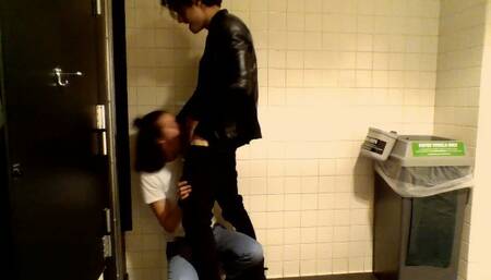 Real College Slut Sucks my Cock in the Library Bathroom