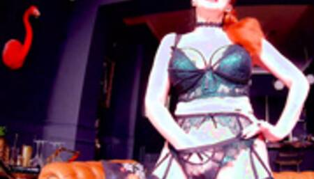 Red XXX stuffs her pussy with a big black dildo