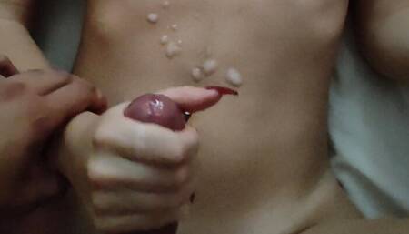 Handjob until he covers me in hot cum