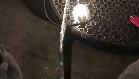 Smoking and pissing on balcony at night
