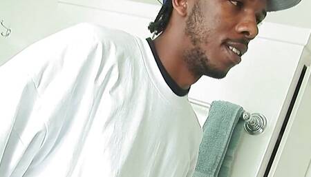 Addicted to cumming, ebony milf gets in the shower with her