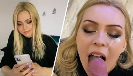 A Beautiful Neighbor came to Visit and Treated her to a Blowjob