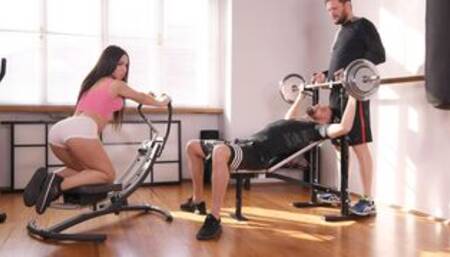 Angel with fake tits Regina Sparks fucked good by two huge cocks