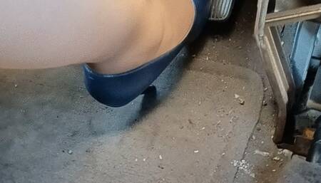 Driving Navy Blue Peep Toes, Skirt