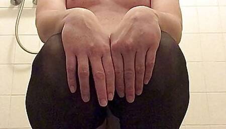 I Squat N I Pee Dye Like What Ye Seein Pinkeln Tinkeln Bathroomfloor I Obey My Sadist Trans Girl In Stockings  High Heel