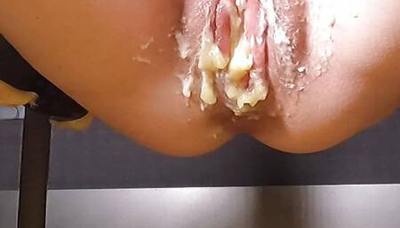 Foot fetish and pussy stuffing