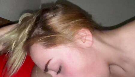 Perfect Blonde deepthroat, facefucking and swallow PT 2