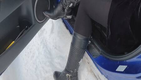 Intense Revving Mazda in Flat Leather Boots WMV