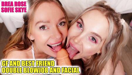GF and Best Friend Double Blowjob Facial Sofie Skye Brea Rose