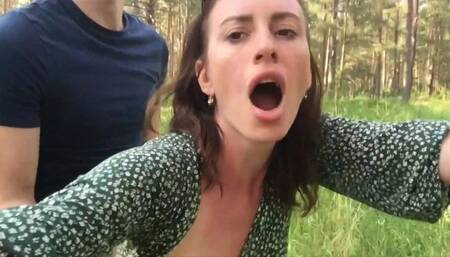 Selfie Forest Sex with Stranger - just Lift my Dress and Fuck me