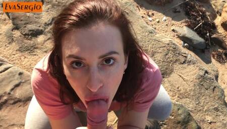 Russian Hot Teen in Leggings Fucked on the Beach and Gets Cum in Mouth