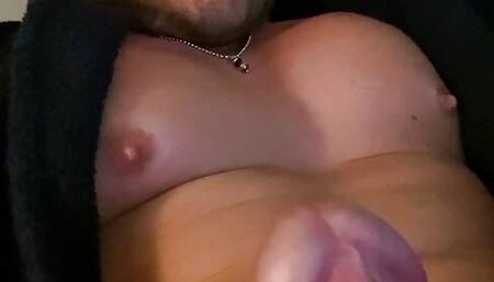 Huge creamy cumshot  all over pecs and abs