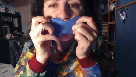 ASMR, scretching and stretching blowed poped pieces of balloons