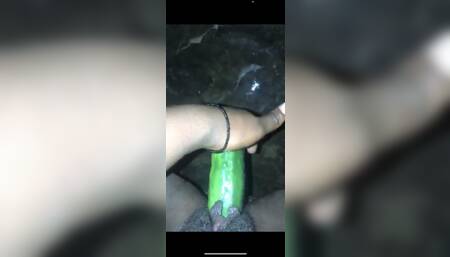 African Babe masturbating with a cucumber and squirt