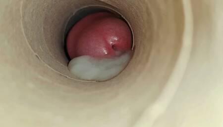 Another awesome deepthroat blowjob from the kitchen roll - this time with a sticky oral creampie pumping cock cumshot