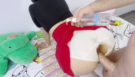 Beeby gets fucked through a hole in her panties