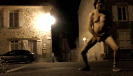 full nude walking and wanking on the streets at night