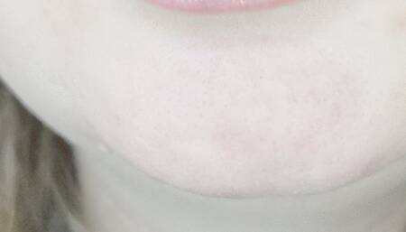 Chewing gum with pink glossy lips