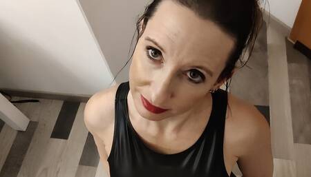 Blowjob / Deepthroat in Leggings and wetlook top