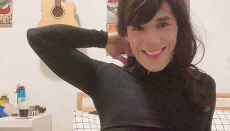Cute sissy crossdresser with tight body