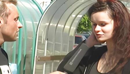 dildo representative pushes the customer's dildos into her pussy