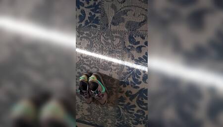 Sexy feet in sheer socks and sneakers fetish