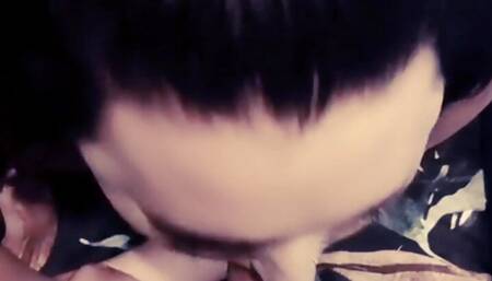 I was laying in bed and felt my pants opening my stepsister gave me a blowjob
