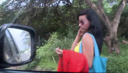 Pretty brunette girl is picked off the street for a porn casting