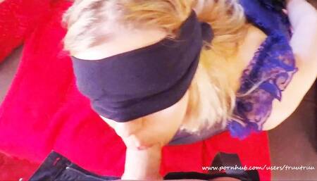 Blindfolded Handcuffed Hardcore Gagging Deepthroat Facefuck. Cum in Throat