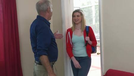 Dirty old man fucks a lovely blonde chick Aaliyah Hadid