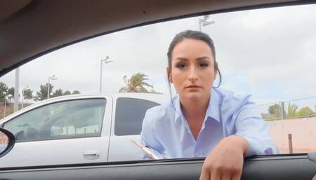 Beautiful brunette was picked up at a parking lot for POV sex