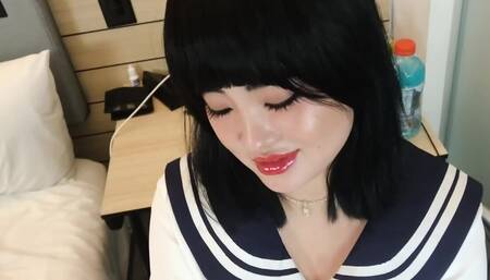 Dragon Cock POV took Jooni Kim to bedroom for a blowjob