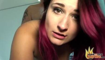 Cute-looking brunette Melina May is enjoying intensive pound