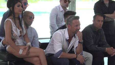 Outstanding porn divas satisfy fifteen handsome guys in a crazy orgy