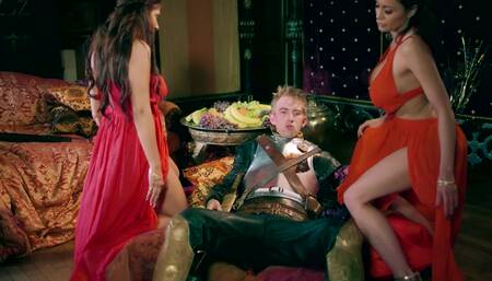 Crazy foursome of hot ladies in porn parody Queen Of Thrones