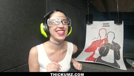 Thickumz - Cute Fat Ass Teen Shows off at the Gun Range