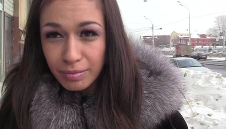 Brunette gets invited to get an anal gangbang. Three guys do her